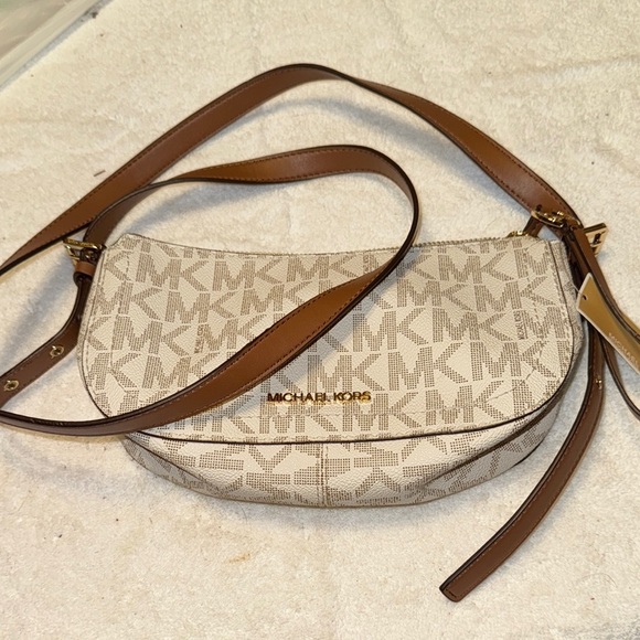 Michael Kors Handbags - NWT Michael Kors Tan and Off White Crossbody Bag